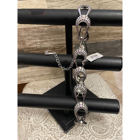 Brighton Del Rio Crystal Silver Link Belt C50810 Western Concho AB Crystals M